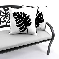 Black and White Palm Leaf Outdoor Pillow