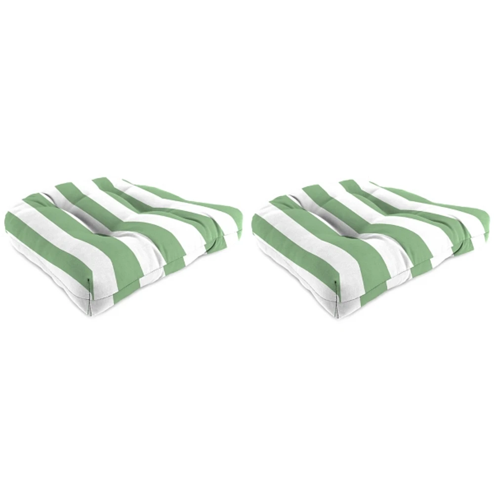 Green Stripes Outdoor Chair Cushions, Set of 2