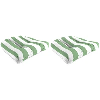 Green Stripes Outdoor Chair Cushions, Set of 2