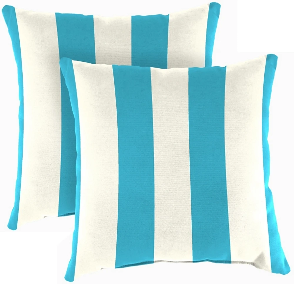 Turquoise Cabana Striped Outdoor Pillows, Set of 2