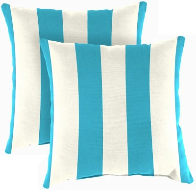 Turquoise Cabana Striped Outdoor Pillows, Set of 2