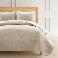 Neutral Leaf Reversible 3-pc. Cali King Quilt Set