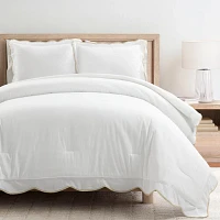 Tan Scalloped Edge 3-pc. Full/Queen Comforter Set