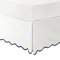 White Navy Scalloped Coastal King Bed Skirt