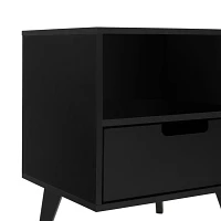 Black Riviera Single Drawer Nightstand