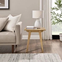 English Oak Wood Minimalist Accent Table