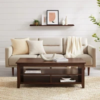 Dark Walnut Grooved Side Panel Coffee Table