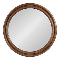 Walnut Wood Ribbed Round Wall Mirror