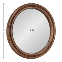 Walnut Wood Ribbed Round Wall Mirror