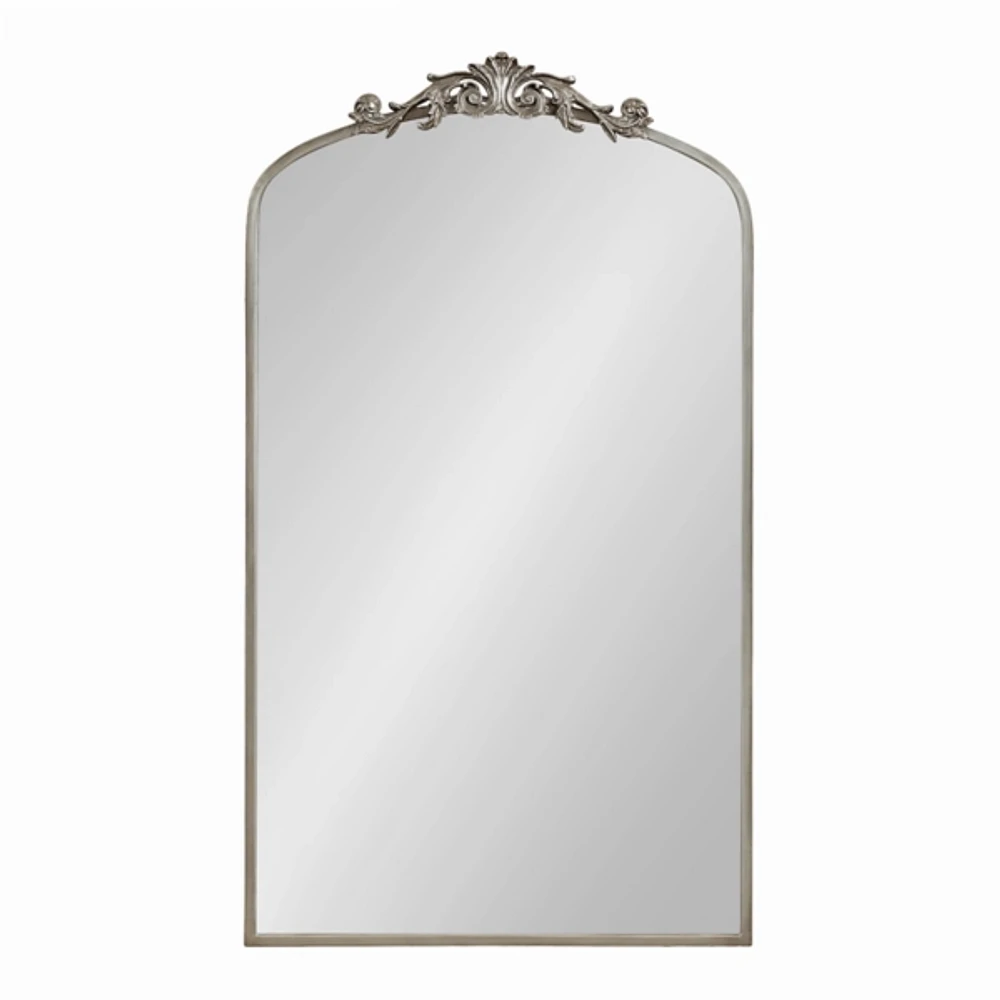 Silver Metal Arch Ornate Crown Wall Mirror