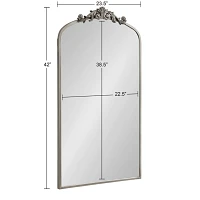 Silver Metal Arch Ornate Crown Wall Mirror