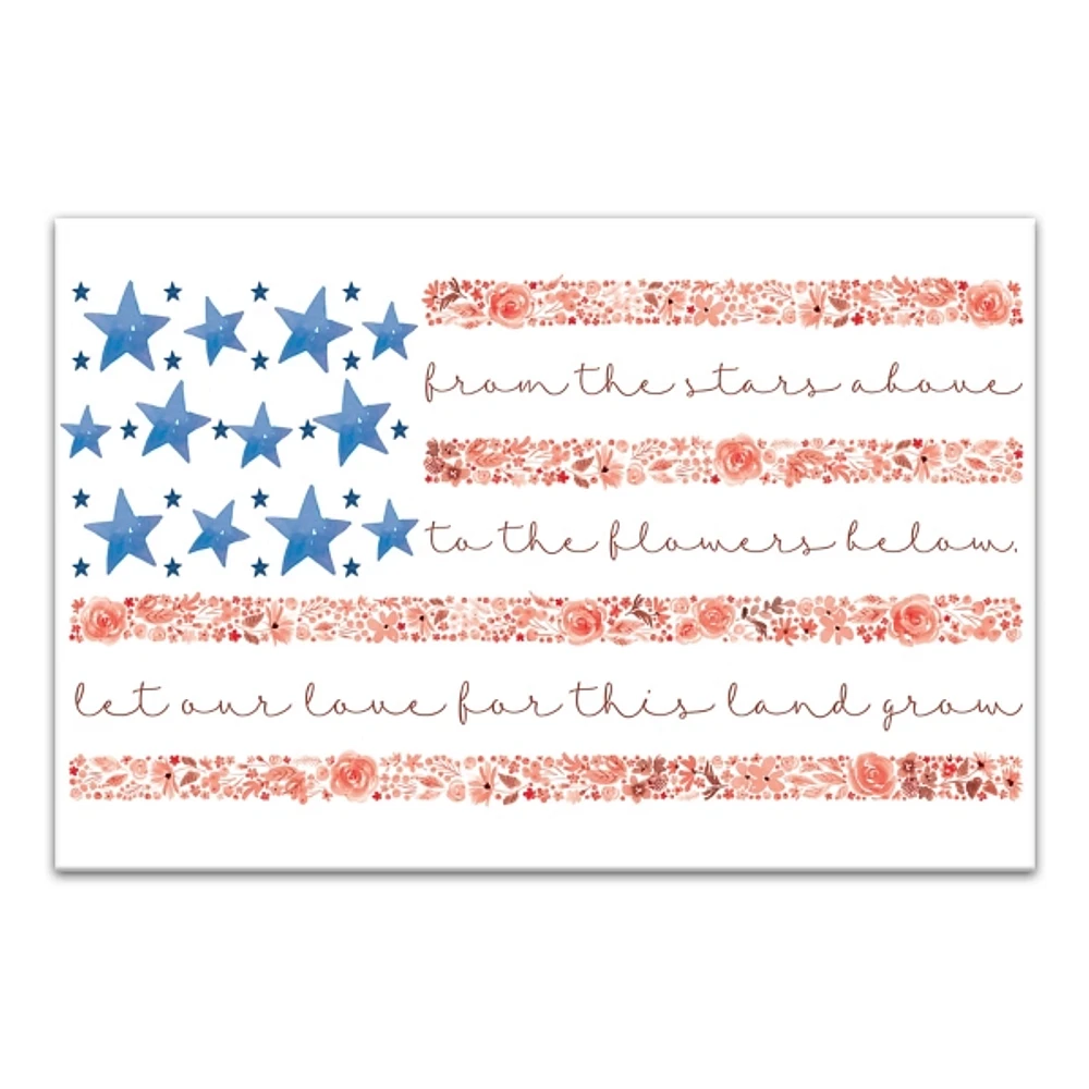 Stars & Floral Stripes Canvas Art Print