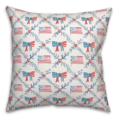 Flags and Bows 4th of July Indoor/Outdoor Pillow