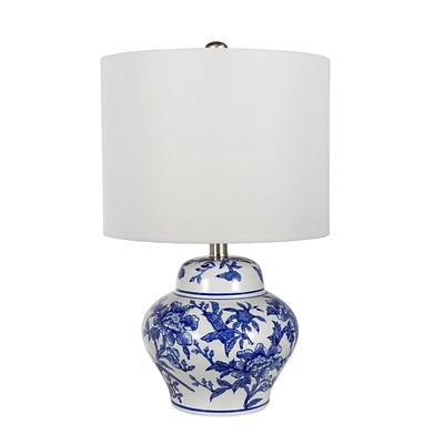 Blue & White Floral Ceramic Table Lamp