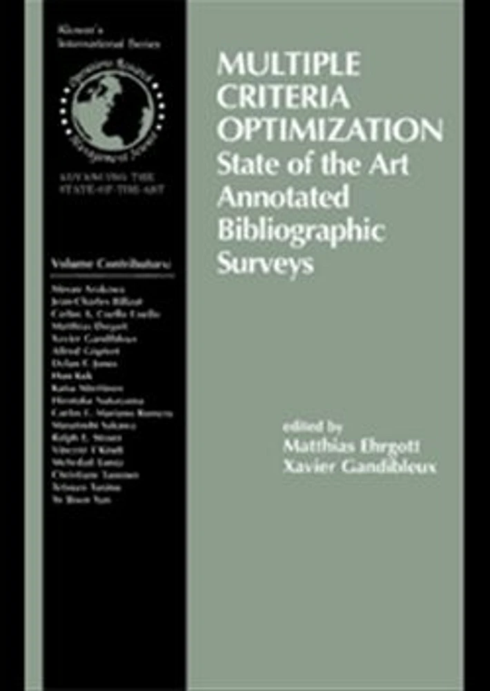 Multiple Criteria Optimization: State of the Art Annotated Bibliographic Surveys