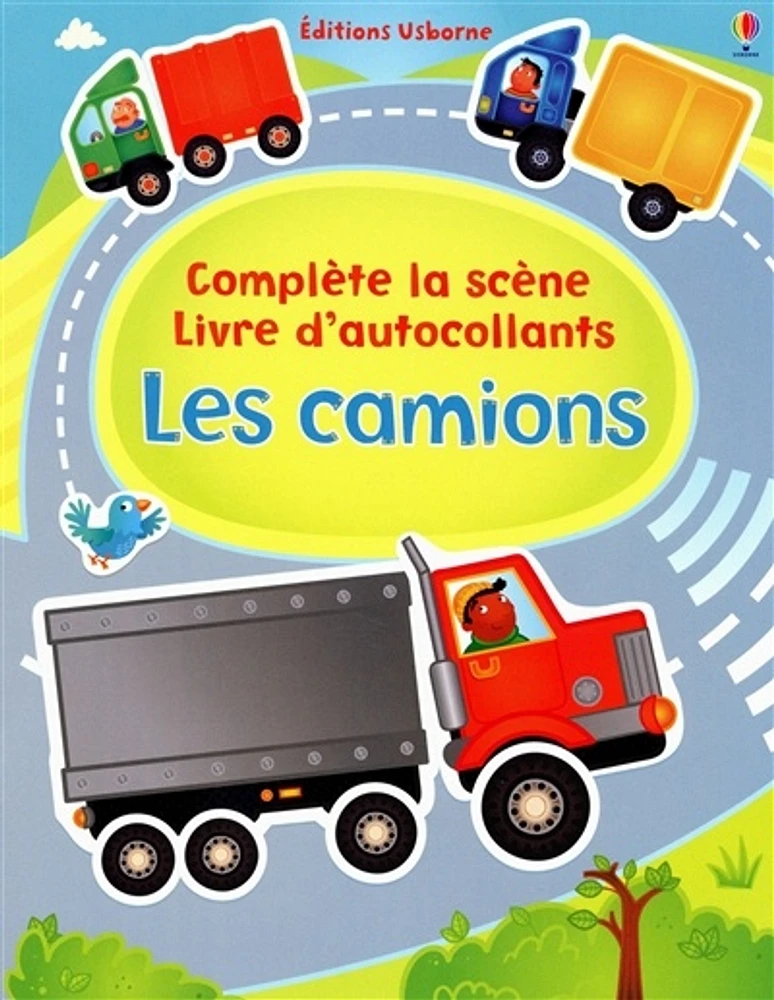 Complète la scène, les camions: livre d'autocollants