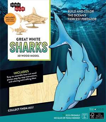 IncrediBuilds: Great White Sharks 3D Wood Model