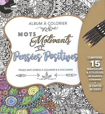 Mots motivants et pensées positives: pages anti-sress à colorier