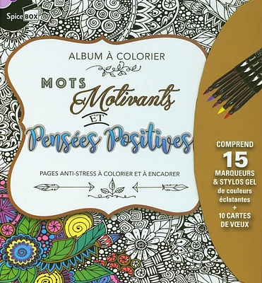Mots motivants et pensées positives: pages anti-sress à colorier