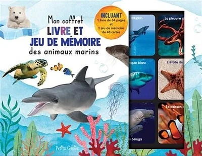 Mon coffret livre et jeu de mémoire des animaux marins