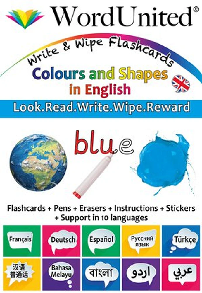 Colours And Shapes In English - Write & Wipe Flashcards