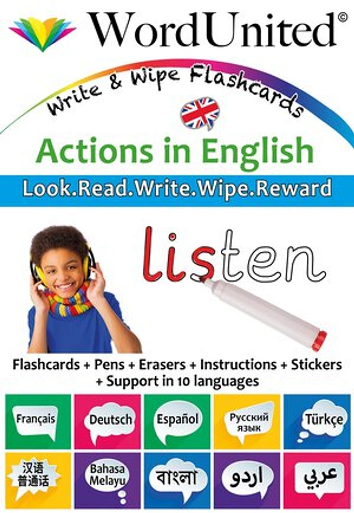 Actions In English - Write & Wipe Flashcards