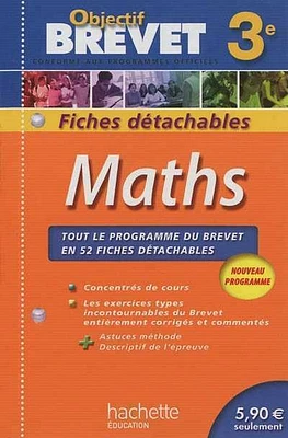 Maths 3e: Fiches détachables brevet