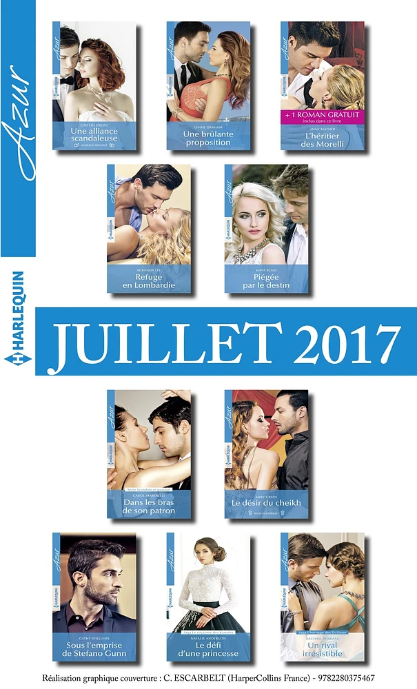10 romans Azur + 1 gratuit (no3845 à 3854 - Juillet 2017)