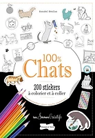 100 % chats : 200 stickers à colorier et à coller