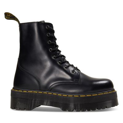 Jadon Polished Leather Platform Boots Black