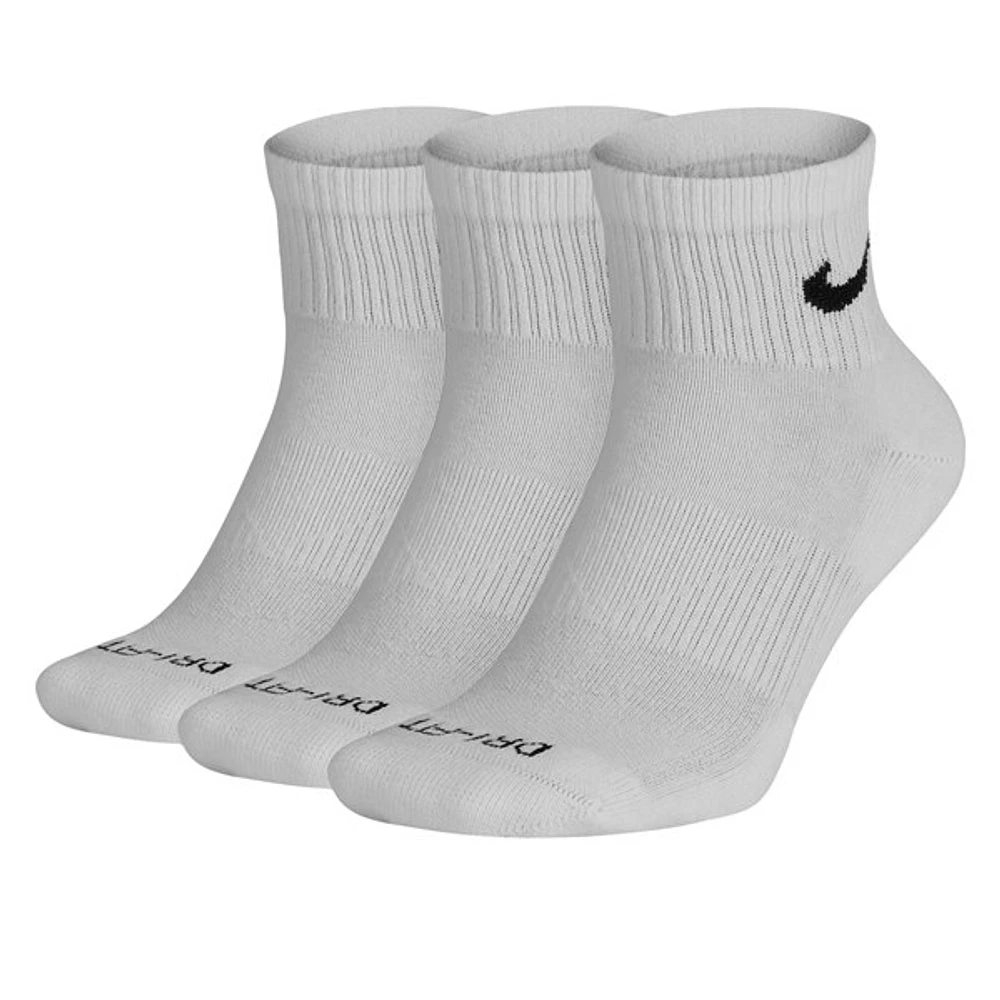 Nike Three Pack Everyday Plus Cushioned Ankle Socks White, Nylon