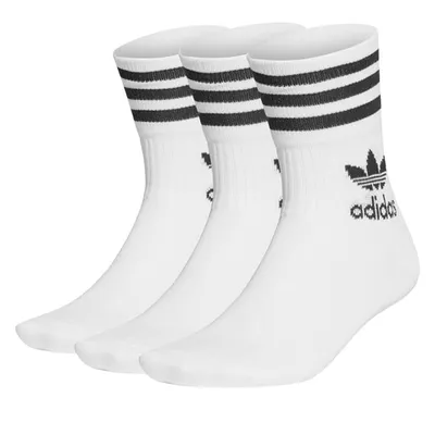 adidas Women's Three Pack Mid Cut Solid Crew Socks Black White Misc, Nylon