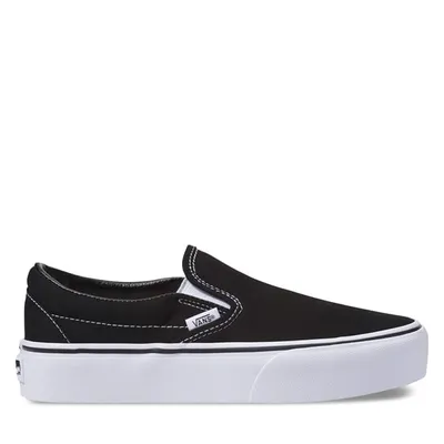 Vans Slip-On Platform Sneakers Black White, Womens / Mens Canvas