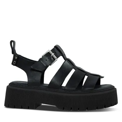Sandales de pêcheur à plateforme Sienna noires pour femmes, taille - Floyd | Little Burgundy Shoes