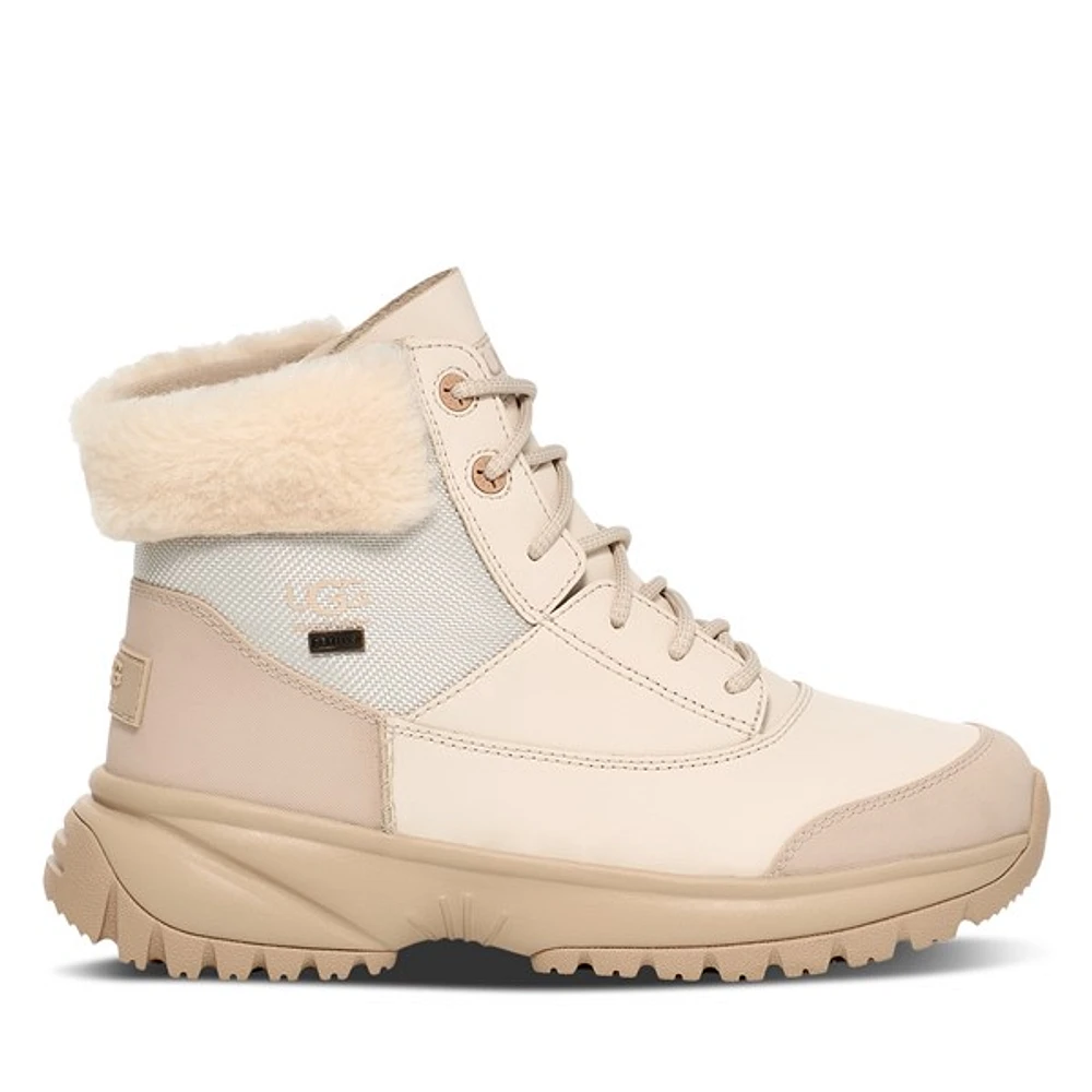 UGG Women's Yose Fluff V2 Winter Waterproof Boots White/Beige White Os, Leather