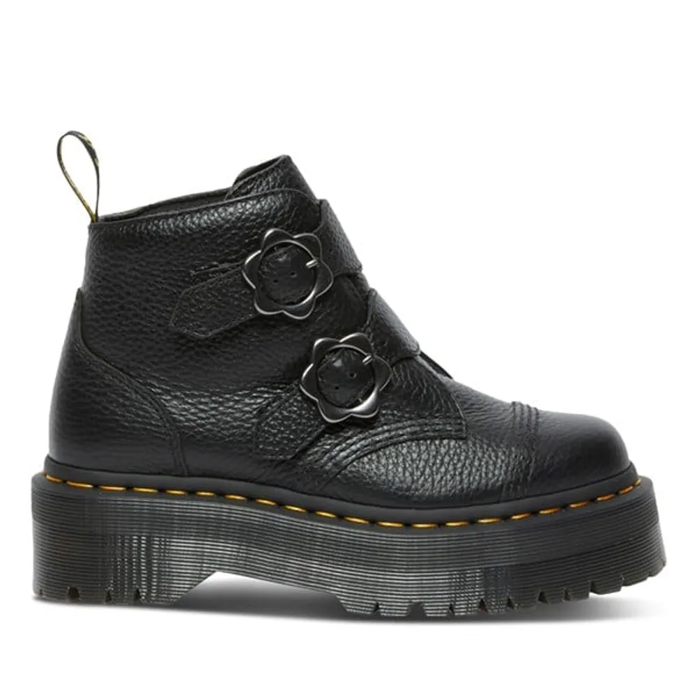 Dr. Martens Women's Devon Flower Platform Boots Black, Leather