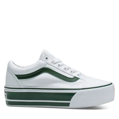 Women's Sport Stripes Old Skool Stackform Platform Sneakers White/Green