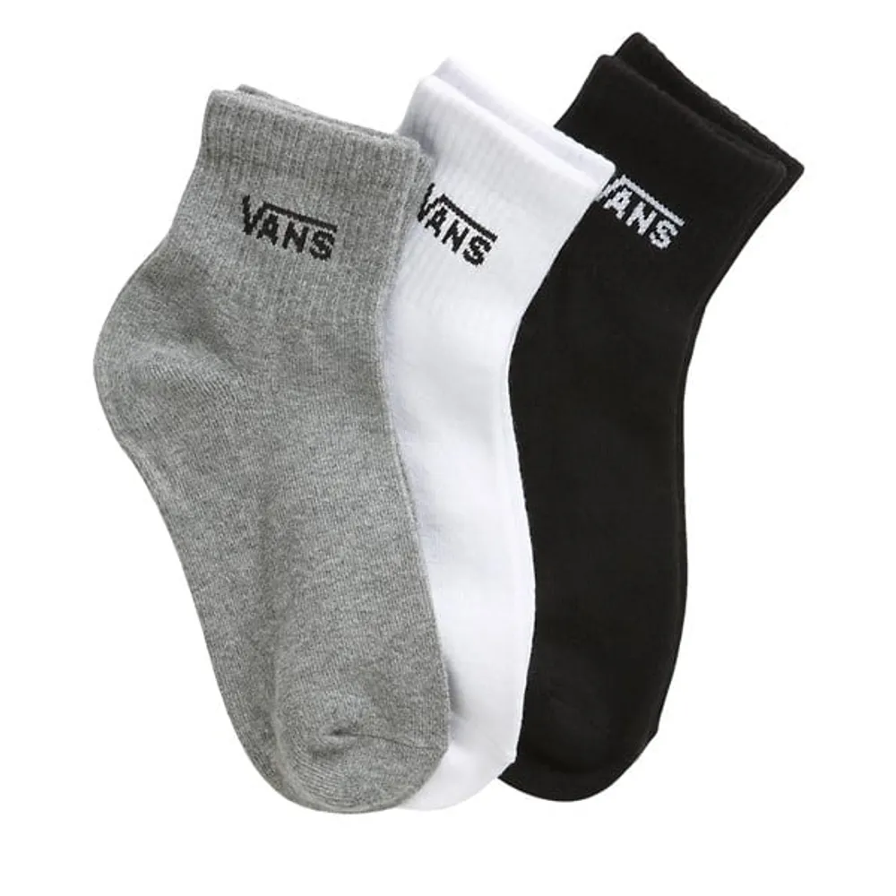 Three Pack Half Crew Socks in Grey/White/Black