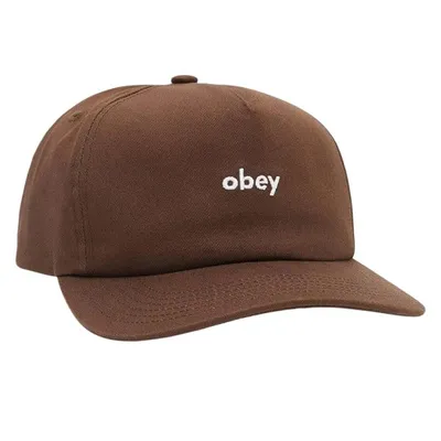 Obey Lowercase 5 Panel Snapback Cap in Brun, Cotton