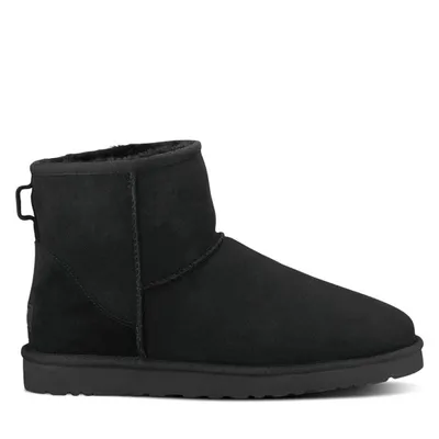 UGG Men's Classic Mini Short Boots in Black, Size 10, Leather