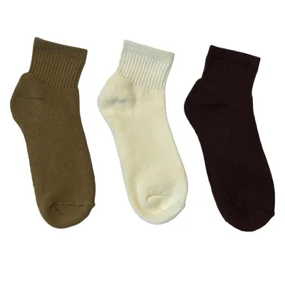 Floyd Three Pack Crew Socks in Brown/Green/Beige, Polyester