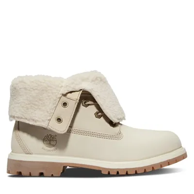 Timberland Women's Authentics Teddy Fleece Lace-Up Boots Beige, Leather