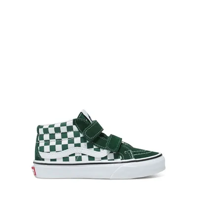 Vans Little Kids' Checkerboard Mid Reissure V Sneakers in GreenWhite, Size Largeittle Kid 2, Canvas