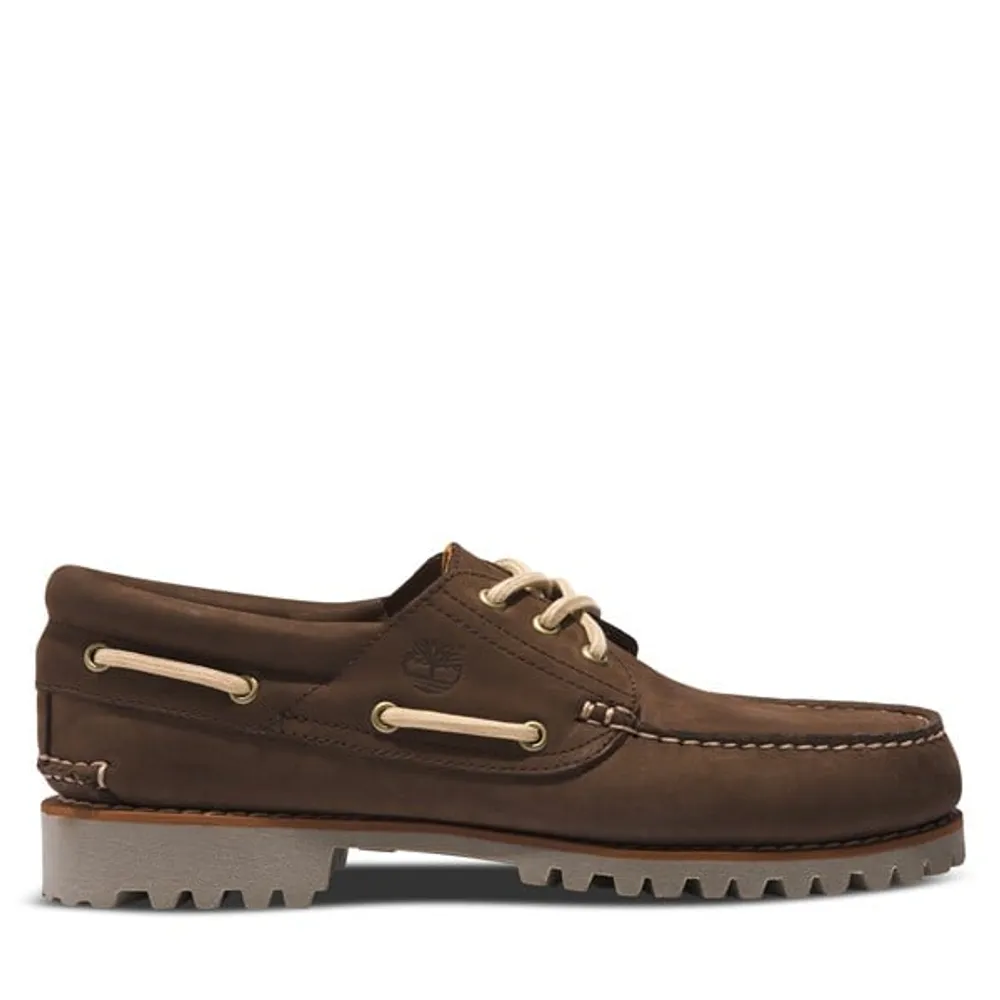 Men's 3-Eye Lug Boat Shoes Dark Brown