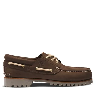 Men's 3-Eye Lug Boat Shoes Dark Brown