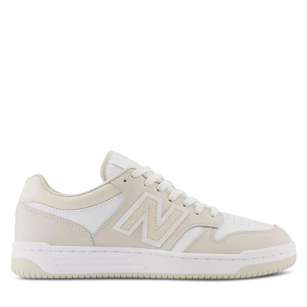 New Balance Womens BB480 Sneakers Beige/White White Os, / Mens Leather