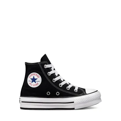 Converse Little Kids' Chuck Taylor EVA Hi Platform Sneakers Black White, Largeittle Kid Canvas
