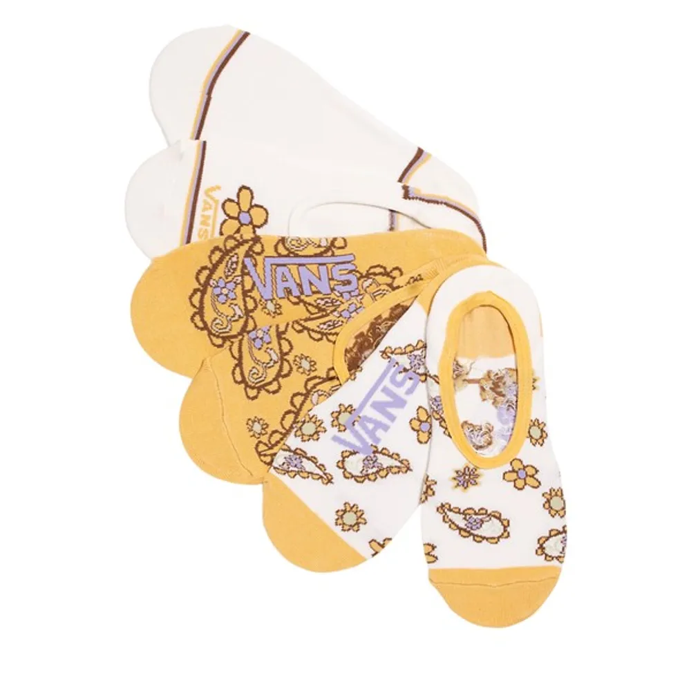 Paquet de 3 paires de chaussettes Brookland Canoodle jaunes et blanches en Beige - Vans | Little Burgundy Shoes