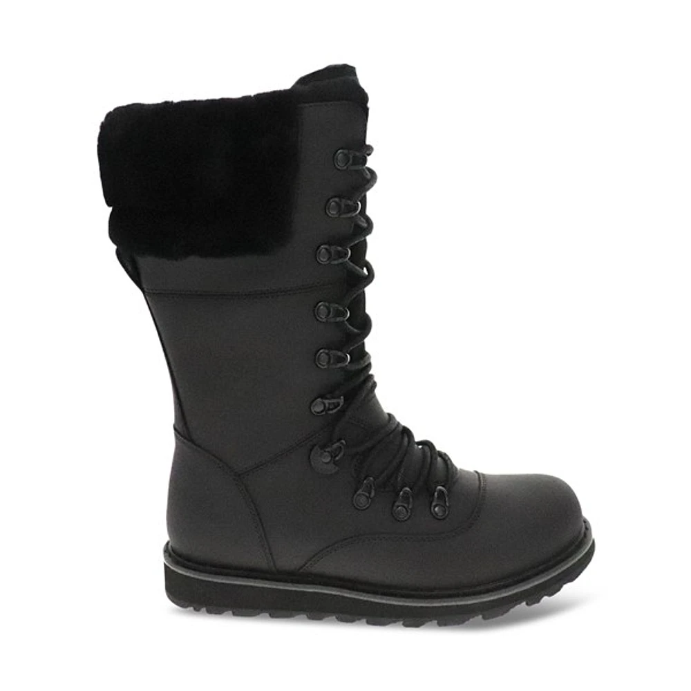 Royal Canadian Women's Castlegar Tall Winter Boots in Black Leather, Size 6, Leather
