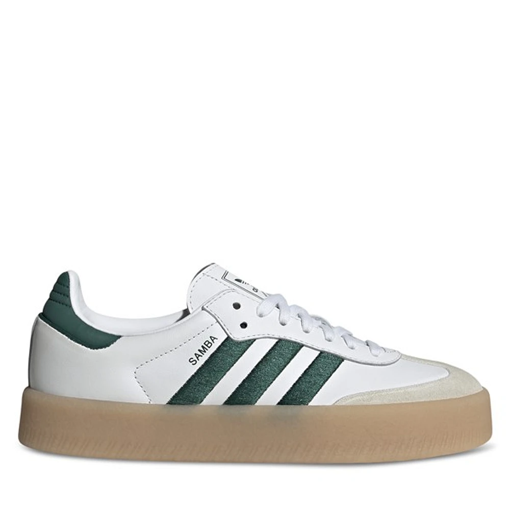 adidas Women's Platform Sambae Sneakers White/Green, Leather